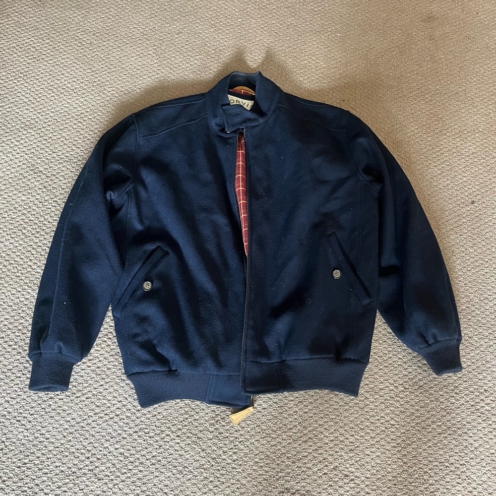 Orvis Dark Blue Wool Bomber Jacket